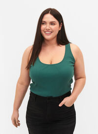 Basis tanktopp i en ribbet struktur, 2 stk., Mallard Green/Black, Model