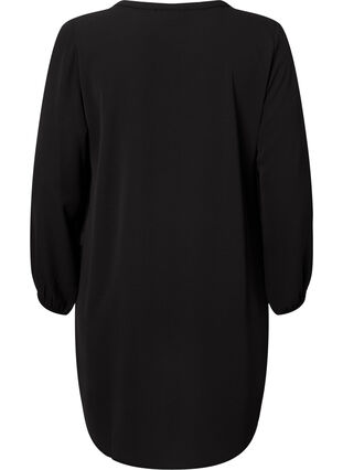 Kjole med lange ermer og V-hals, Black, Packshot image number 1