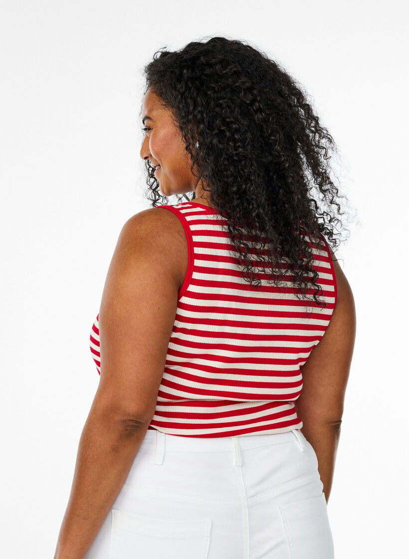 Stripete ribbestrikket singlet, R&oslash;d, Model image number 2