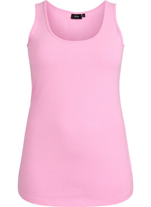 Zizzi Ensfarget basic topp i bomull, Rosa, Packshot image number 0