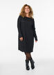 Kjole med rhinesteiner og bølgekant, Svart, Model image number 0