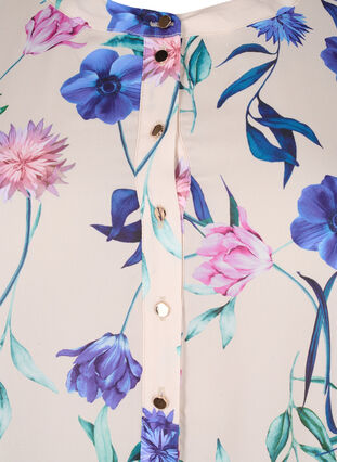 Zizzi Blomstret midikjole med 3/4-ermer, Beige, Packshot image number 2