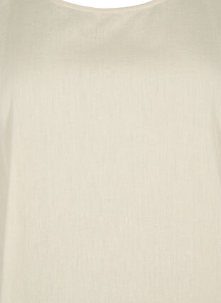 Kortermet bluse i bomullsblanding med lin, Sandshell, Packshot image number 2
