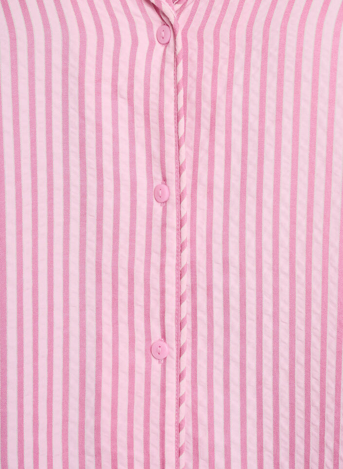 Seersucker pyjamas-skjorte med lange ermer, Rosa, Packshot image number 2