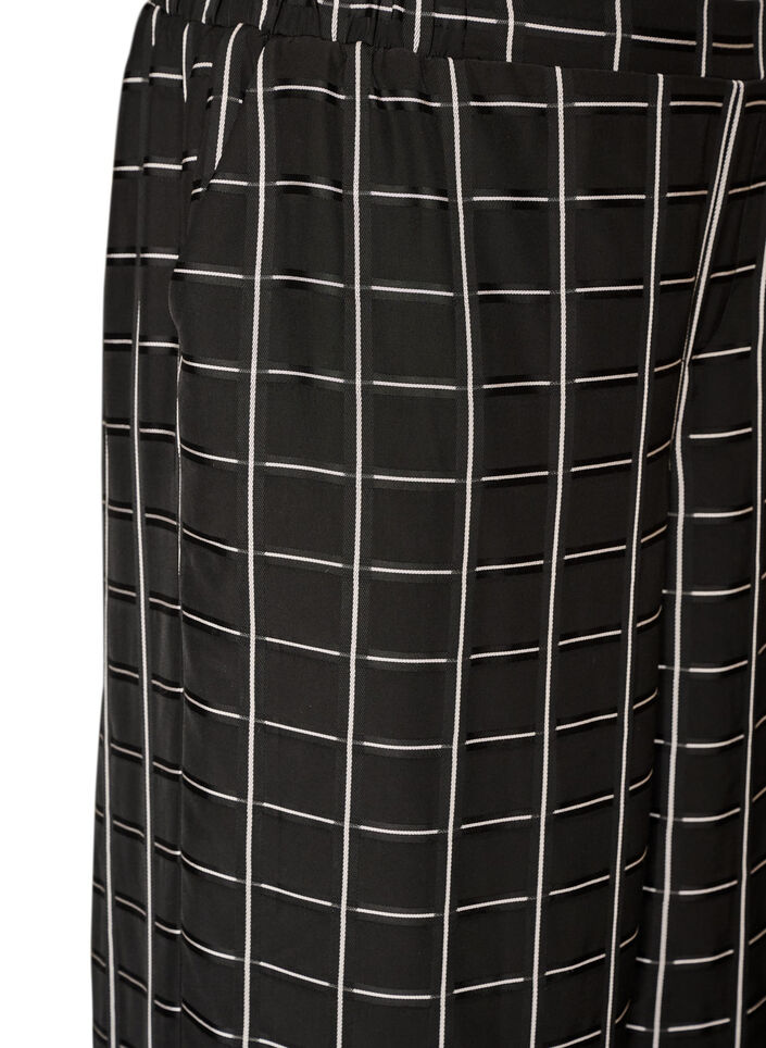 Rutete bukser med vide ben, Svart, Packshot image number 2