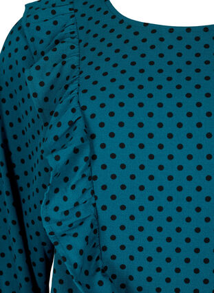 Bluse med lange ermer og volanger, Shaded Spruce Dot, Packshot image number 2