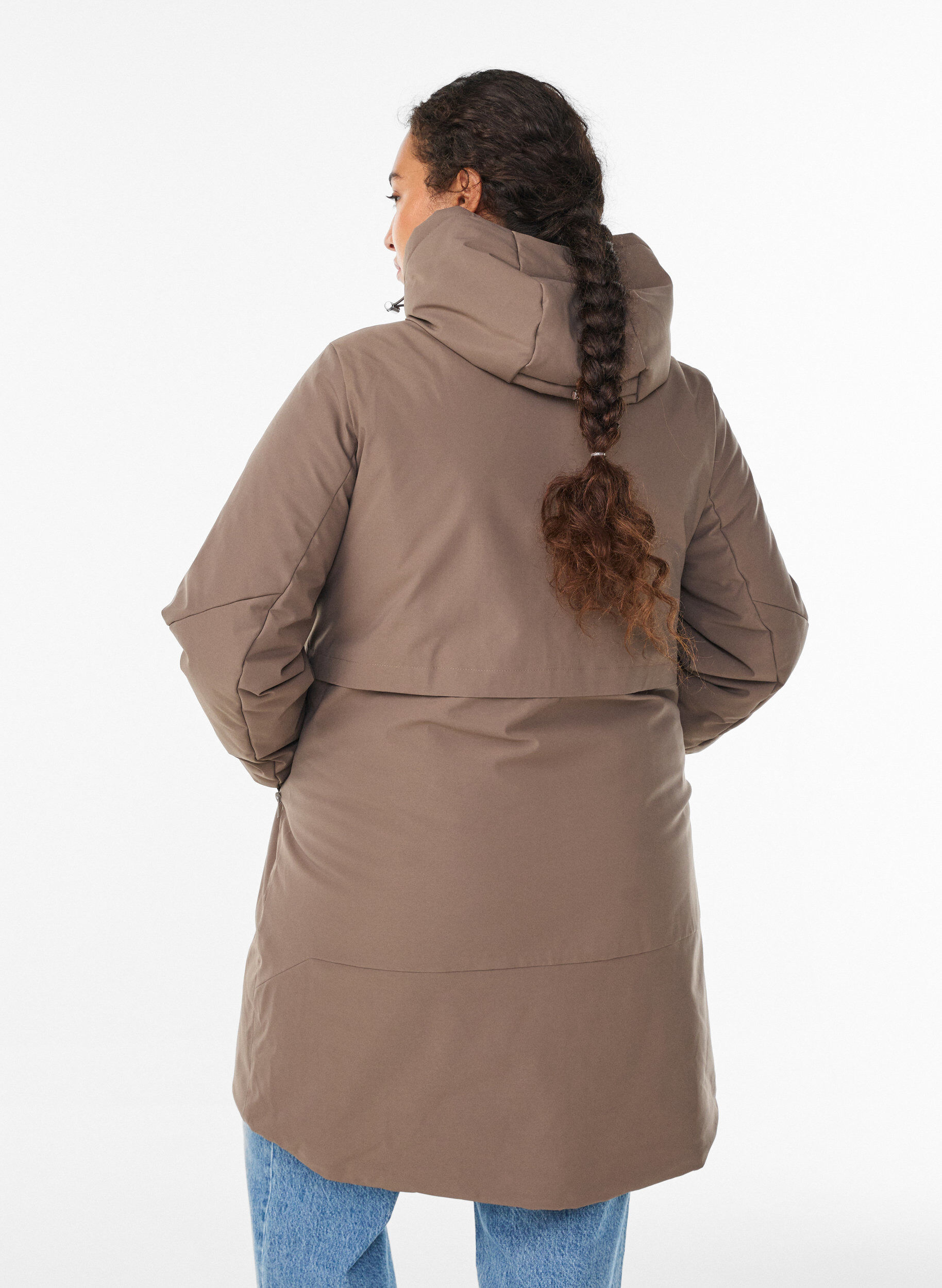 ZizziVinterjakke med justerbar midje, Brun, Model image number 2