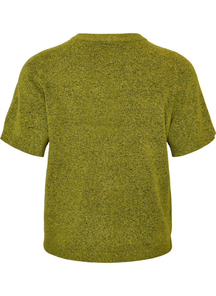 Strikket cardigan med korte ermer, Gr&oslash;nn, Packshot image number 1