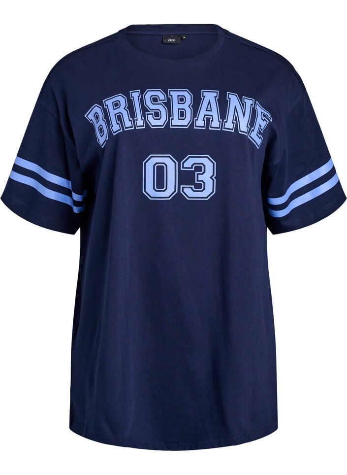 Sporty oversized college T-skjorte, Blå, Packshot image number 0