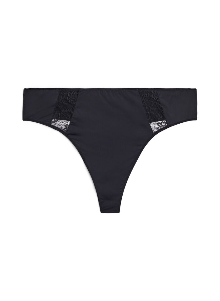 G-streng med blondedetaljer, 3 stk., Svart, Packshot image number 2