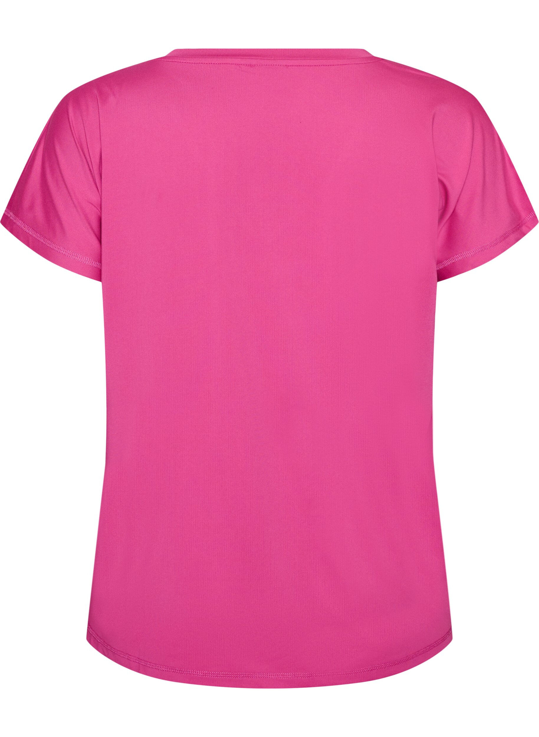 ZizziL&oslash;stsittende trenings-t-skjorte med v-hals, Rosa, Packshot image number 1