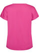 L&oslash;stsittende trenings-t-skjorte med v-hals, Rosa, Packshot image number 1