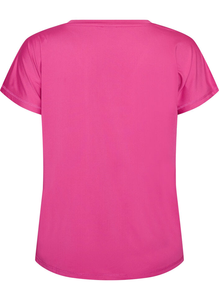 L&oslash;stsittende trenings-t-skjorte med v-hals, Rosa, Packshot image number 1