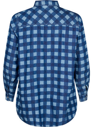 Skjorte i bomull med paisleymønster, Blue Check, Packshot image number 1