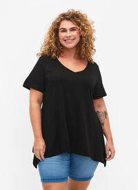 T-skjorte av bomull med korte ermer, Black SOLD, Model