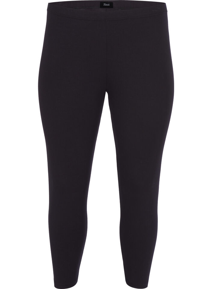 Basisleggings i viskose med 3/4-lengde, Svart, Packshot image number 0