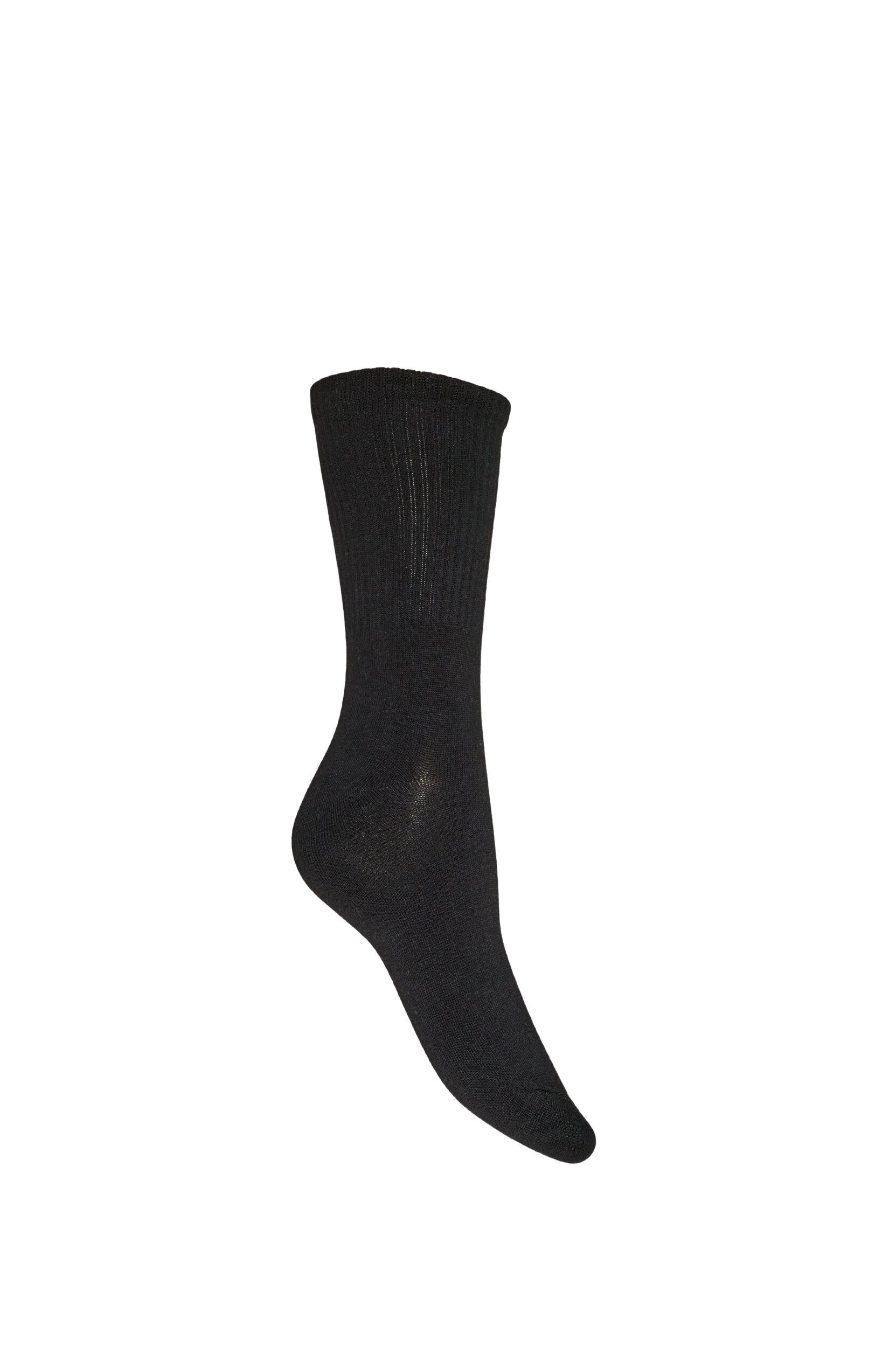 ZizziRibbet sokk i bomull, Svart, Packshot image number 1