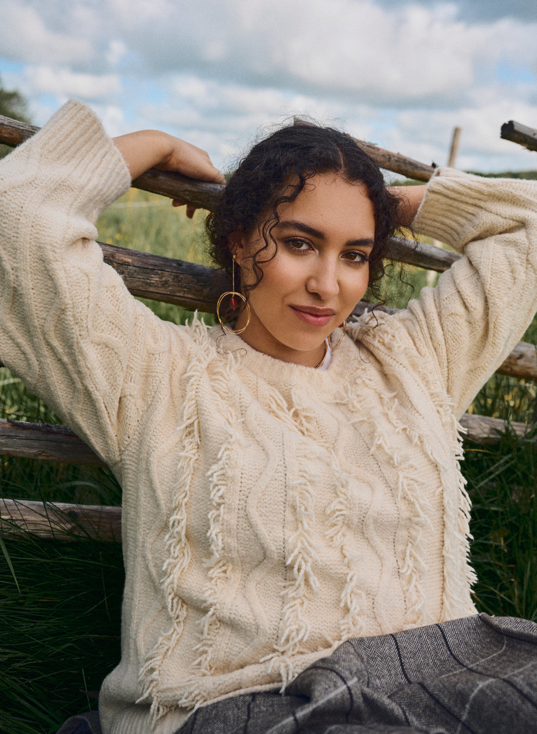 Zizzi Strikk med rund hals og teksturert m&oslash;nster, Beige, Image image number 0