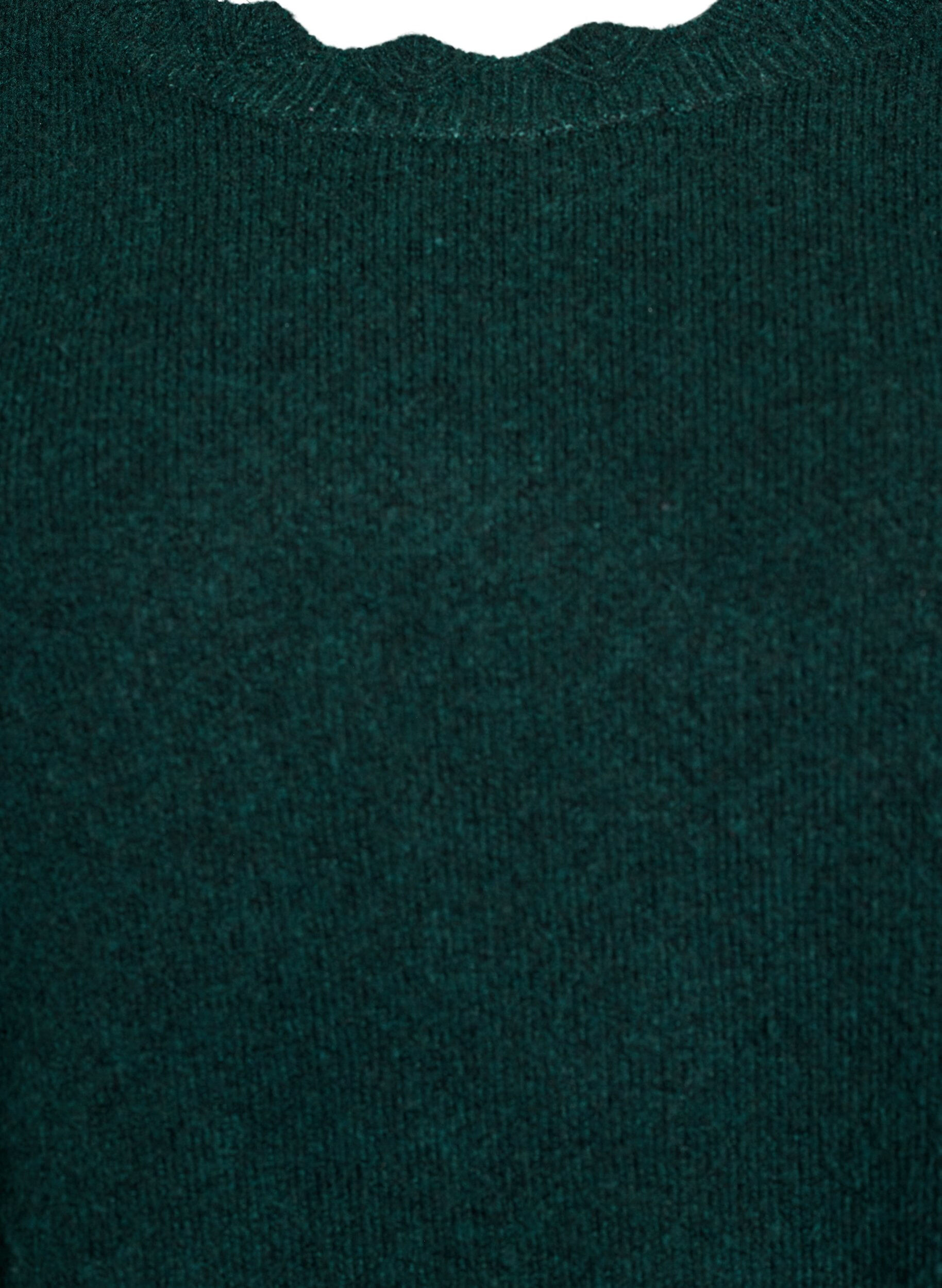 ZizziStrikkebluse med b&oslash;lgete kanter, Gr&oslash;nn, Packshot image number 2