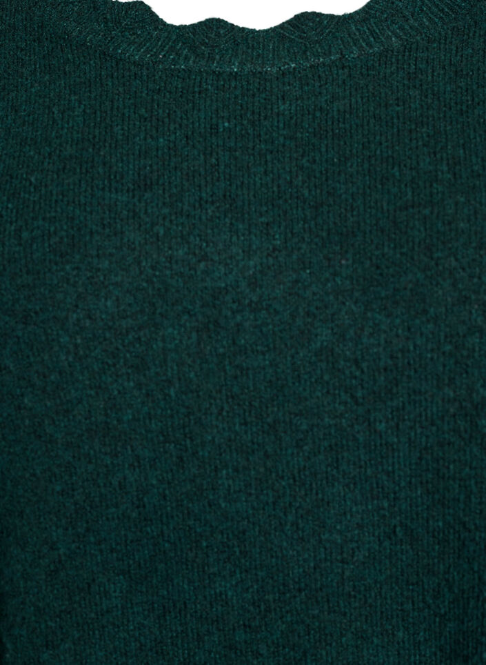 Strikkebluse med b&oslash;lgete kanter, Gr&oslash;nn, Packshot image number 2