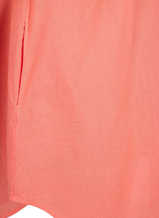 Zizzi Kortermet tunika i bomullsblanding med lin, Living Coral, Packshot image number 3