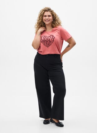 Zizzi FLASH - T-skjorte med motiv, Faded Rose Think, Model image number 2
