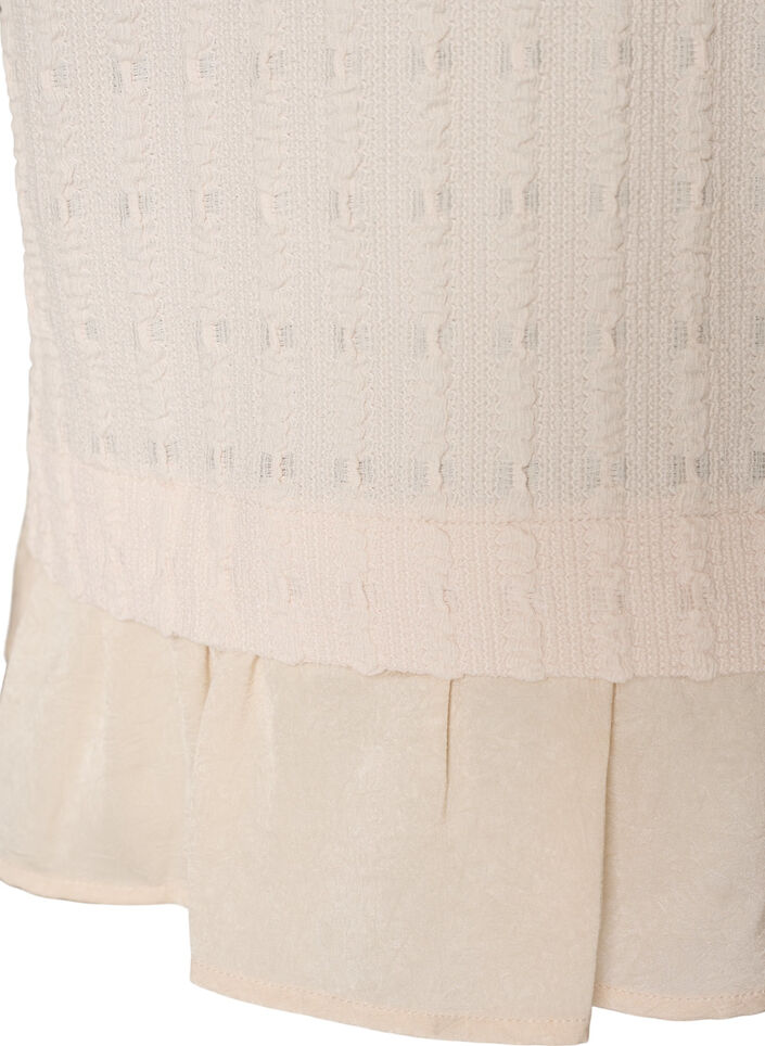 Bluse med struktur og volangkant, Vanilje, Packshot image number 3