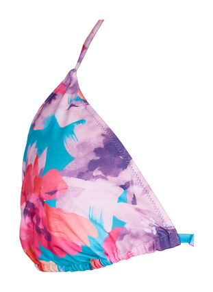Trekantet bikini-BH med trykk, Pink Flower, Packshot image number 2