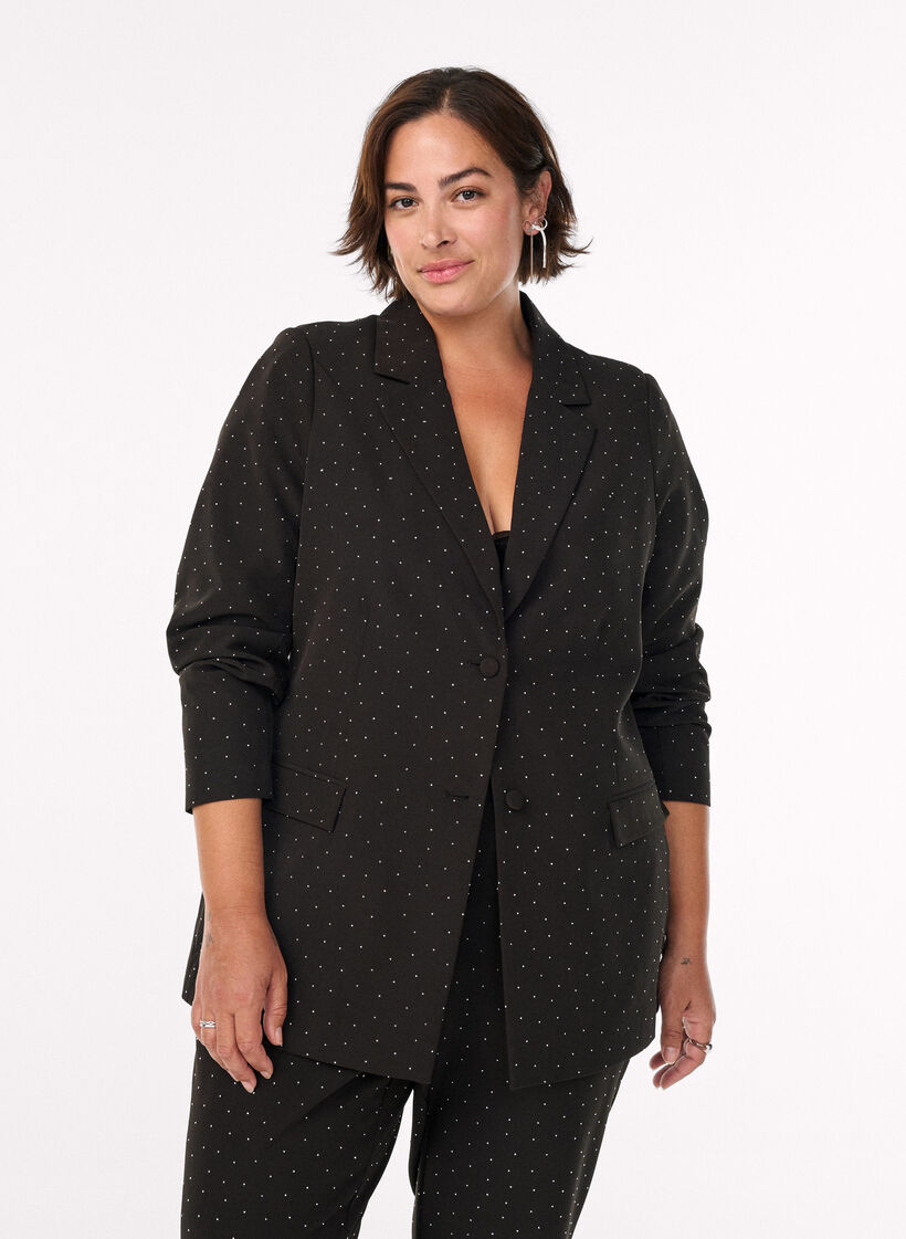 Blazer med rhinesteiner, Svart, Model image number 0