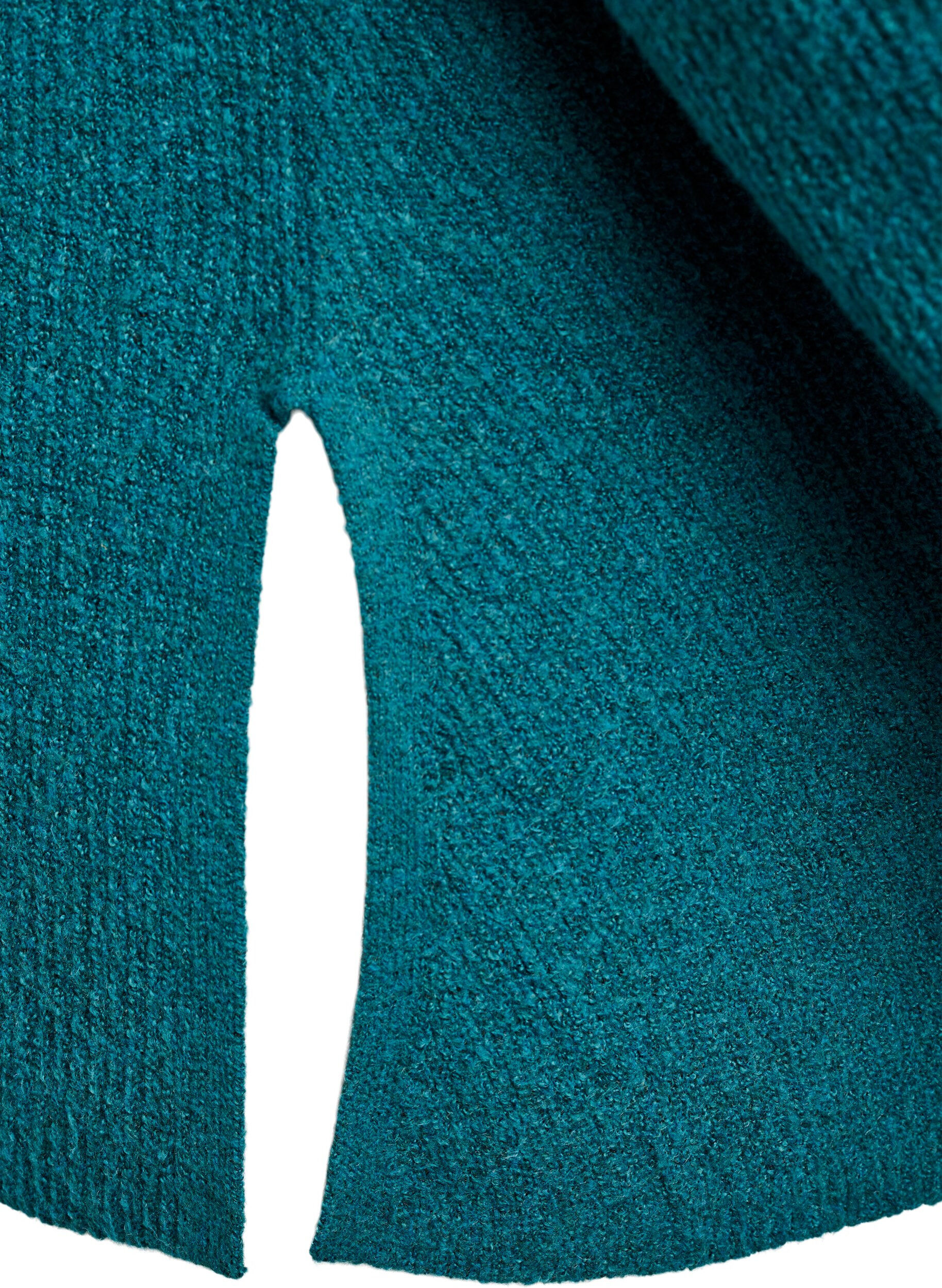 Zizzi Strikkegenser med diagonalt m&oslash;nster og raglanermer, Gr&oslash;nn, Packshot image number 3