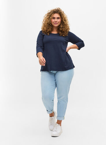 Basis t-skjorte med 3/4-ermer, Navy Blazer, Model image number 2