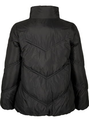 Kort Puffer-vinterjakke med lommer, Black, Packshot image number 1