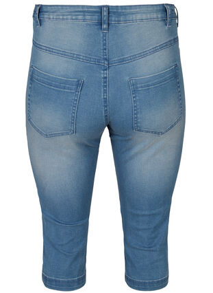 Amy capribukser med høyt liv og super slim fit, Light blue denim, Packshot image number 1