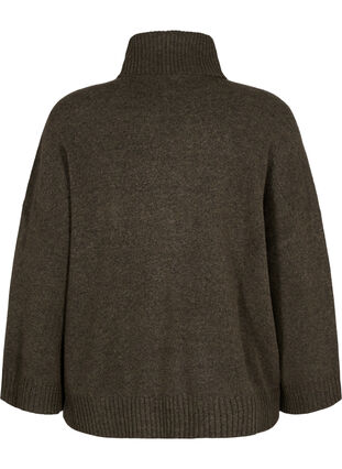 Zizzi Strikket høyhalset bluse, Sea Turtle Mel., Packshot image number 1