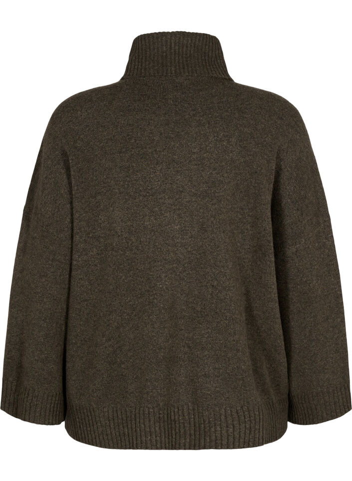 Strikket høyhalset bluse, Sea Turtle Mel., Packshot image number 1