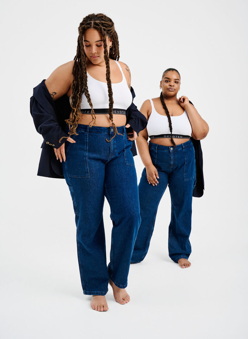 Cargo jeans med rett passform, Dark blue, Image image number 0