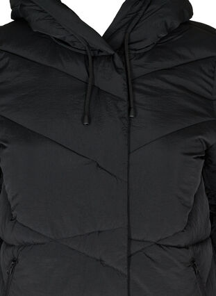 Vindtett jakke med hette og lommer, Black, Packshot image number 2