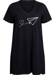 Nattkjole i &oslash;kologisk bomull med V-hals, 