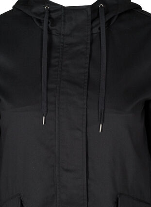 Kort jakke med hette og lommer, Black, Packshot image number 2