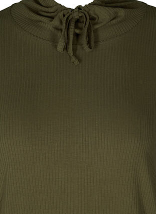 Langermet genser med høy hals og snøre, Olive Night, Packshot image number 2
