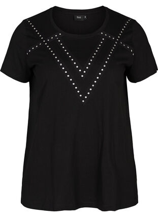 T-skjorte i bomull med nagler, Black, Packshot image number 0