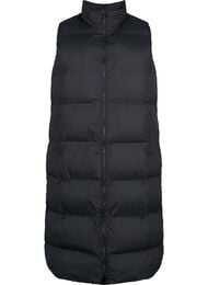 Lang vest med lommer og toveis glidel&aring;s, Svart