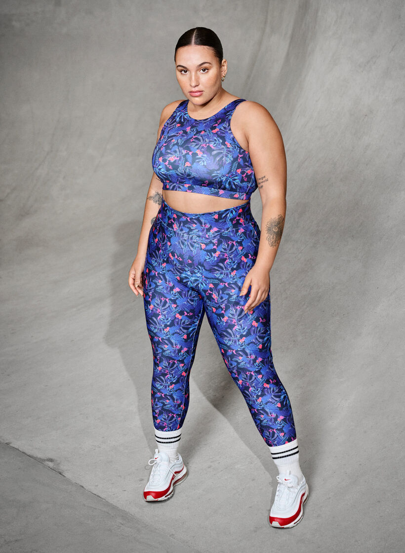 Sports-BH med mønster, Blue Leaf AOP, Image image number 0