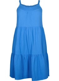 Ensfarget kjole i bomull med stropper, Marina, Packshot