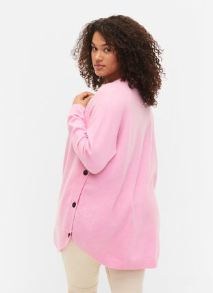 Melert strikkegenser med knappedetaljer, Lilac Sachet Mel., Model image number 1