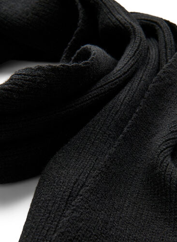 Ensfarget skjerf med viskose, Black, Packshot image number 1