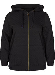 Hettegenser med quiltet mønster, Black