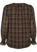 Bluse med rutete og rysje detaljer, Gr&oslash;nn, Packshot image number 1
