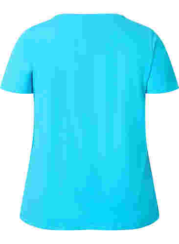 Ensfarget basis T-skjorte i bomull, Blue Atoll, Packshot image number 1