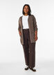 Lang strikkecardigan i viskoseblanding, Brun, Model image number 1